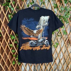 Vintage Y2K follow the son religion 00s motorcycle jesus tee